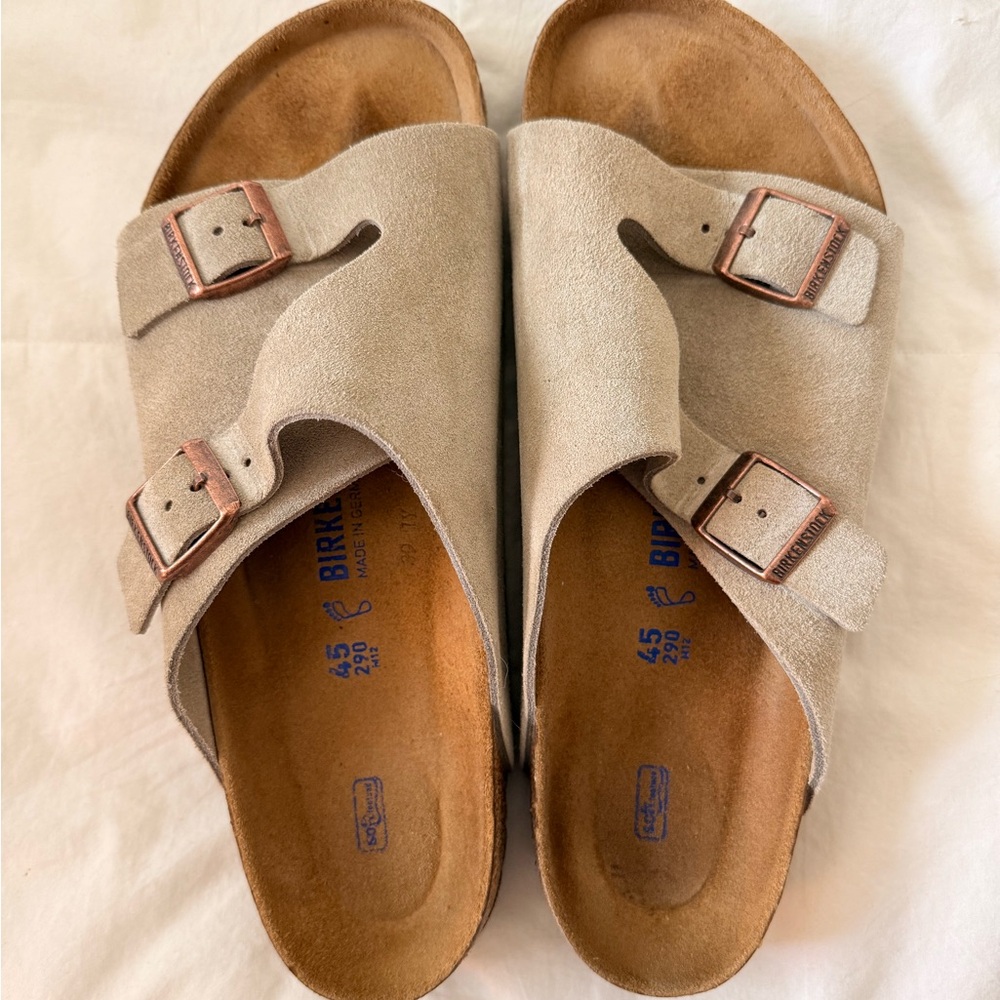 Birkenstock Taupe Suede Buckle Sandals